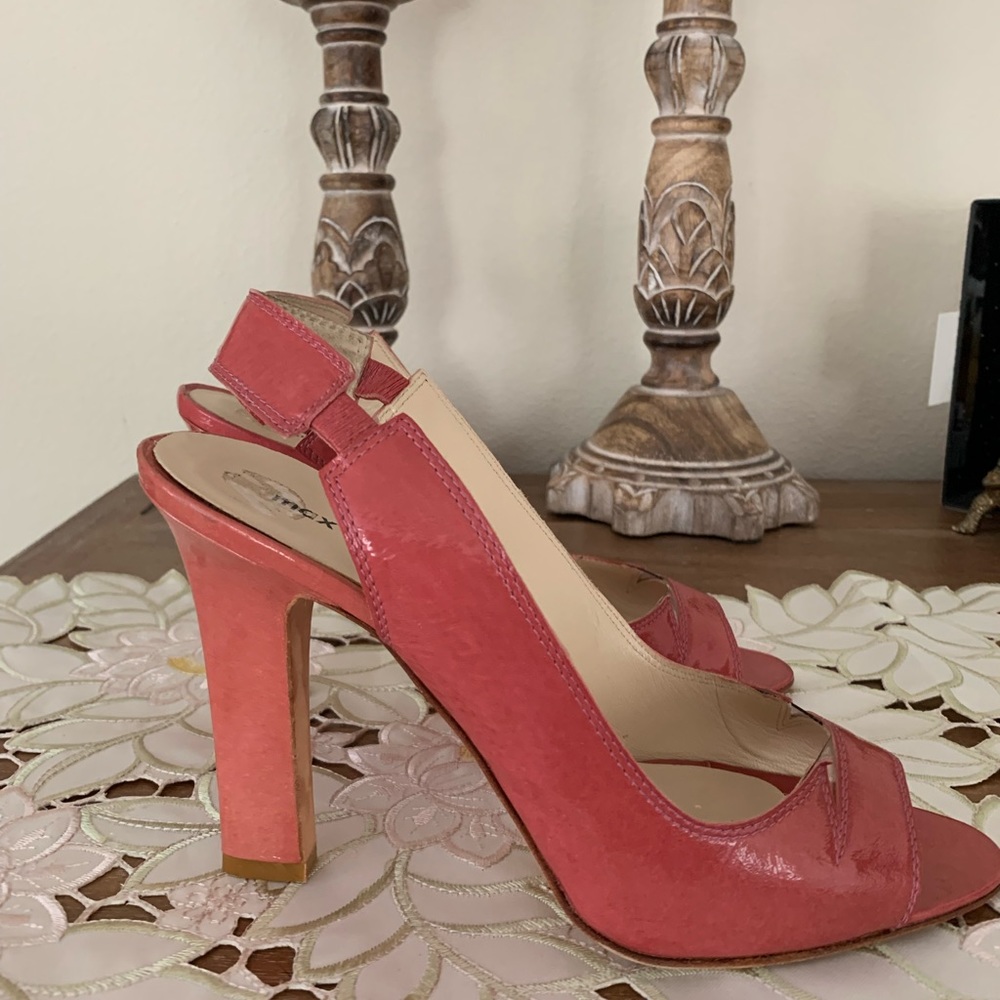 Furla Slingback Shoes High Heels Powdered Rose Color Leather Upper & Sole 9.5